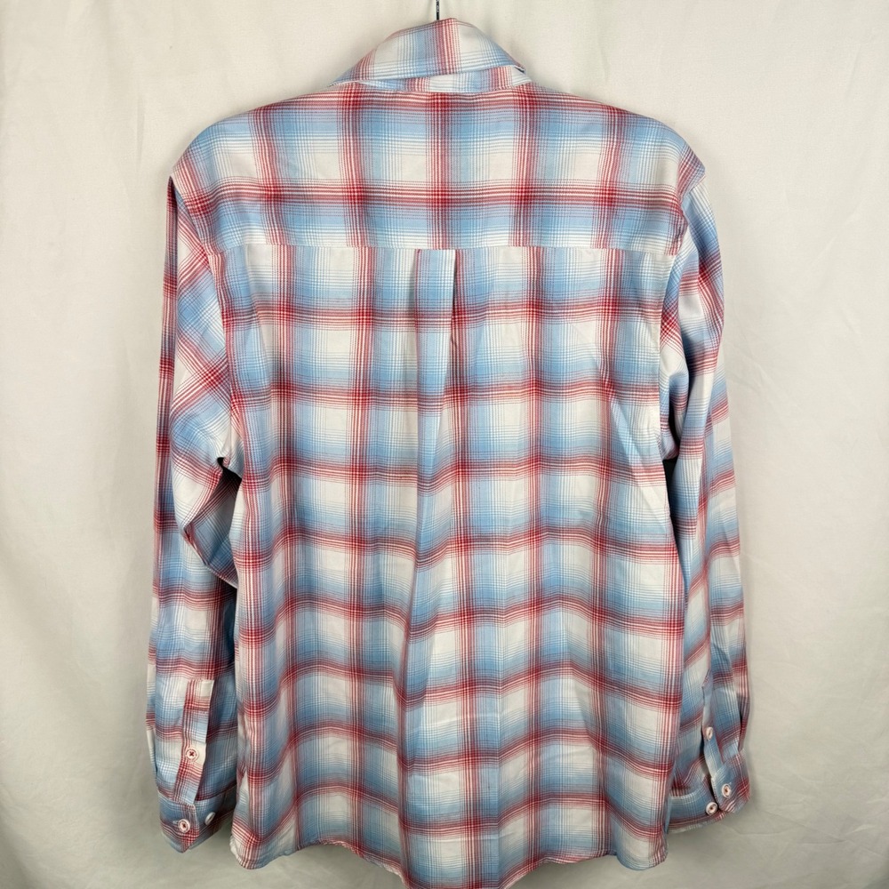 NEW Dixxon Windy City Flannel Red White Blue Plaid Button Down Shirt Medium - Picture 9 of 9